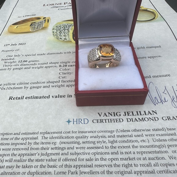 14k yellow gold 3.50 Ct citrine ring - size 6.25 - Picture 4 of 16